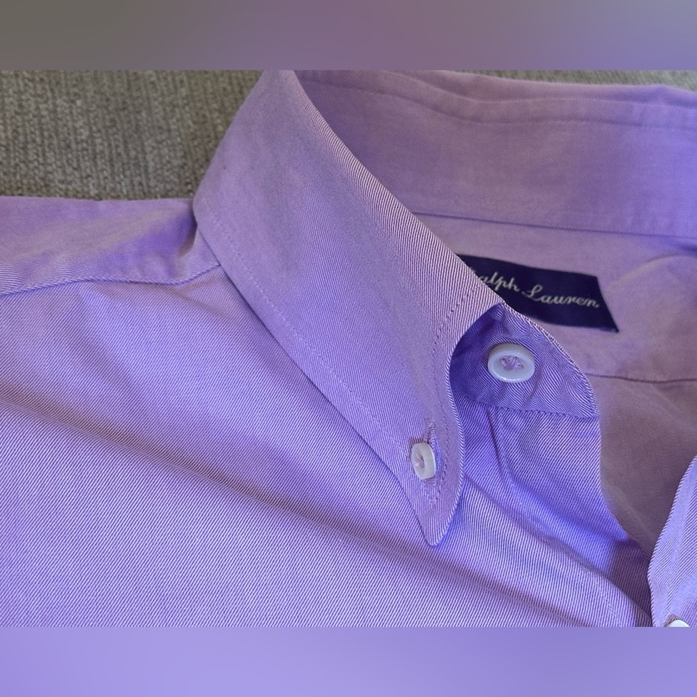 Ralph Lauren Purple Label Lavender 100% Cotton Button Down Men’s Shirt Size M - Picture 3 of 14